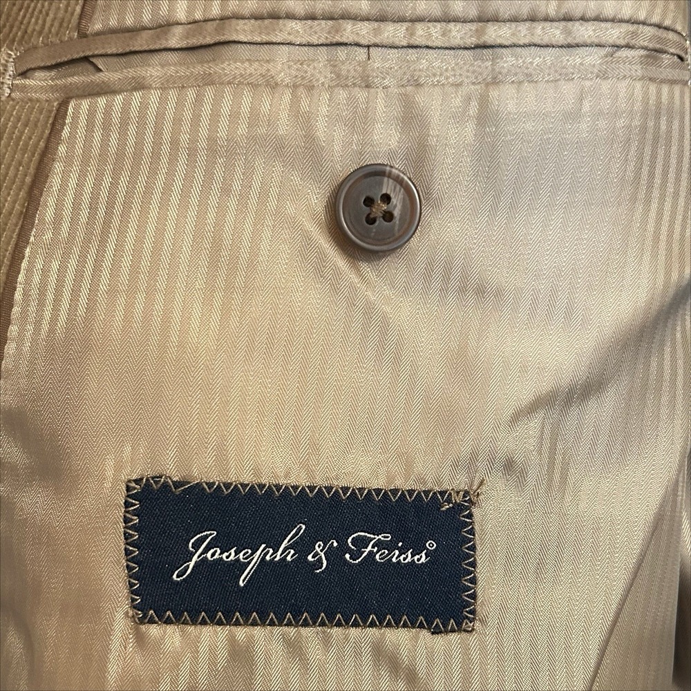 Joseph Feiss Corduroy Blazer Jacket 48R 48 Regular Tan Brown Sport Coat Vintage - Picture 7 of 9